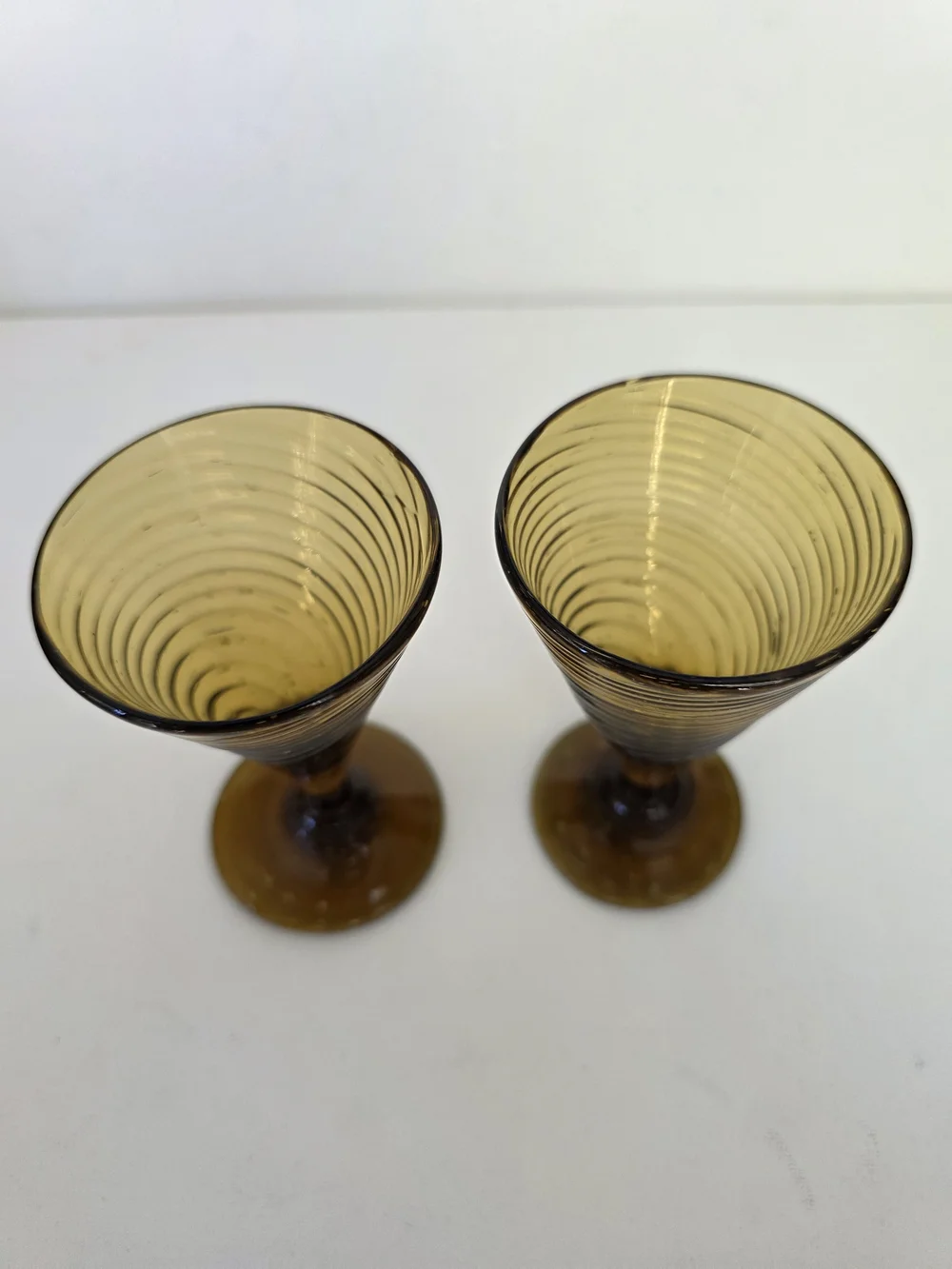 Handblown pair amber